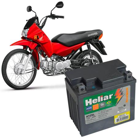 Imagem de Bateria Moto Heliar Honda Pop 100 HTZ5L PowerSports Selada 4Ah 12V