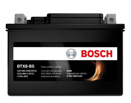 Imagem de Bateria Moto Honda Vt 600 C Shadow 12v 8ah Bosch Btx8-bs (ytx9-bs)