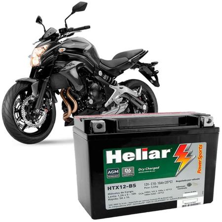 Imagem de Bateria Moto Kawasaki Er-6n Heliar HTX12BS PowerSports 10Ah 12 Volts