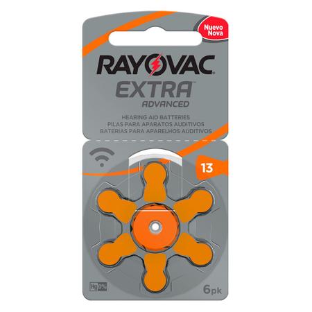 Imagem de Bateria para Aparelho Auditivo Rayovac Extra Advanced Tamanho 13 com 6 Unidades