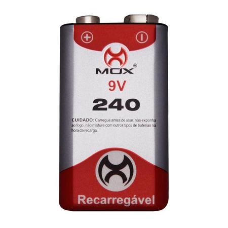 Imagem de Bateria Recarregável 9V 240 Mah Mox Pilha Alta Qualidade