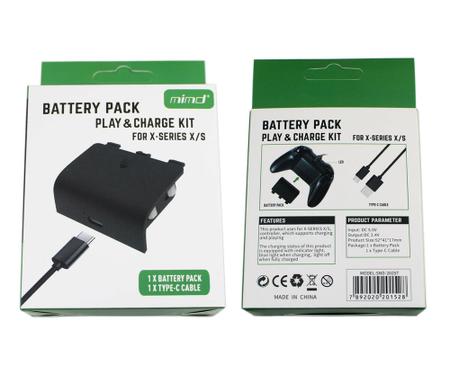 Imagem de Bateria Recarregável Compatível Com Xbox Series Kit C/ Bateria 1200 mAh + Cabo USB-C