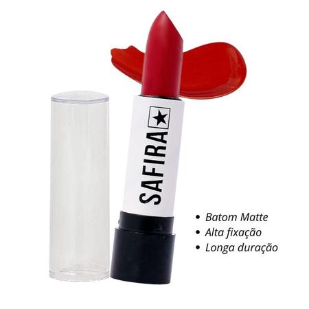 Batom Matte Red Roses Borgonha Safira Basic 2g - Safira Cosméticos Imagem de Batom Matte Red Roses Borgonha Safira Basic 2g