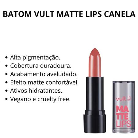 Batom Vult Matte Lips Canela 3,8G Imagem de Batom Vult Matte Lips Canela 3,8G