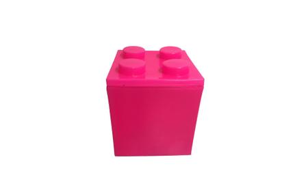 Imagem de Baú caixa  lego organizadora-caixa infantil p/ guardar brinquedos-caixa decorativa quarto infantil-baú rosa-formato de p