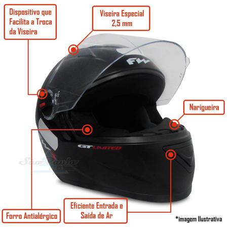 Imagem de Baú Givi Moto 45l Lente Fumê + Capacete Prata COM Vermelho