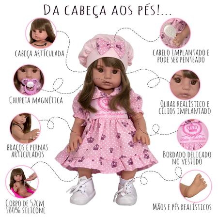 Boneca Reborn Realista Silicone Diversos Acessórios Barata - Cegonha Reborn  Dolls - Boneca Reborn - Magazine Luiza