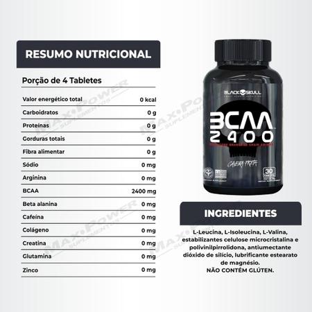 Imagem de Bcaa 2400mg 100 Caps + Bcaa 30 Caps Preta Black Skull