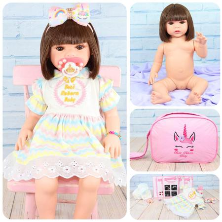 Boneca Reborn Bebe Silicone Menina Cabelo