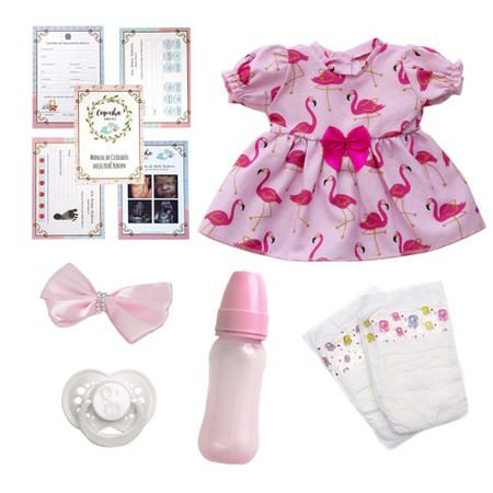 Bebe Boneca Reborn de Silicone Realista com Chupeta 13 Itens