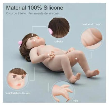 Imagem de Bebê Boneca Reborn Menina Gatinha Corpo 100% Silicone 48cm Realista (Pode Dar Banho)