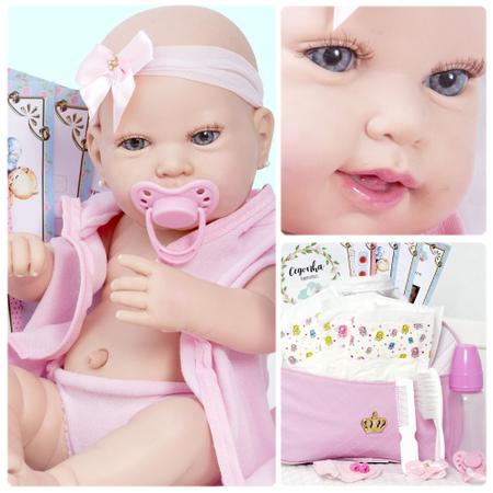 Boneca Bebê Reborn Real 18 Itens Bolsa Maternidade