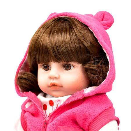 Bebê Boneca Reborn Realista Girafinha Menina de Silicone 48cm Olhos  Castanhos (Pode Dar Banho) IG-500