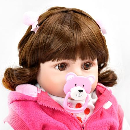 Boneca Bebê reborn menina 100% silicone pode dar banho criança presente  Original (Girafa Boneca 48cm)