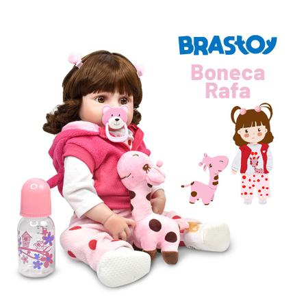 Boneca Reborn Bebe Menina Rafa Corpo De 100% Silicone Com Pelúcia Girafa