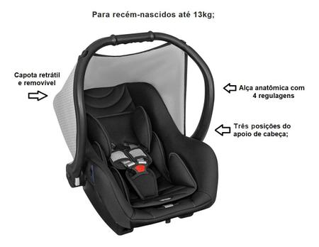 Imagem de Bebê Conforto Cadeirinha Para Carro Nivo Preta Até 13 Kg