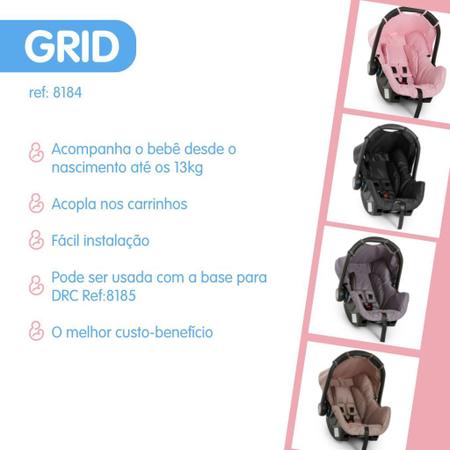 Imagem de Bebê Conforto Grid Preto e Cinza (0 a 13 kg) - Galzerano