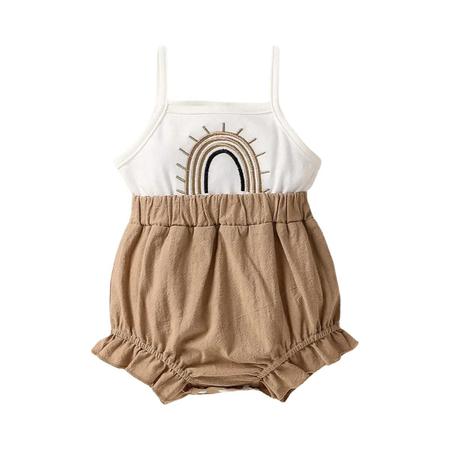 Imagem de Bebê Menina Verão Sem Mangas Arco-íris Impressão Moda Macacão Estilo Europeu Americano Bodysuit