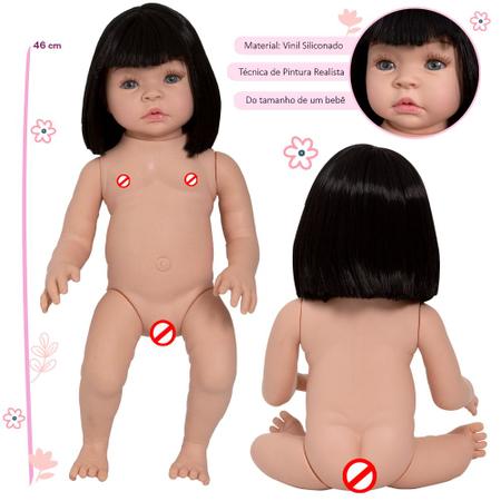 Boneca Reborn 100% Silicone Menina Linda Kit 20 Acessórios