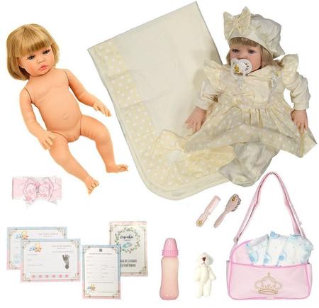 Boneca Bebê Reborn 100% Silicone 23 Itens Bolsa Maternidade - Princesa  Reborn