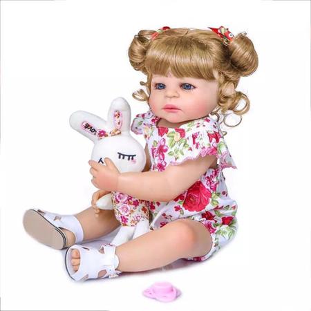 Roupa Para Boneca Bebê Reborn Coelho Com Bolinha, NPK DOLL, Rosa