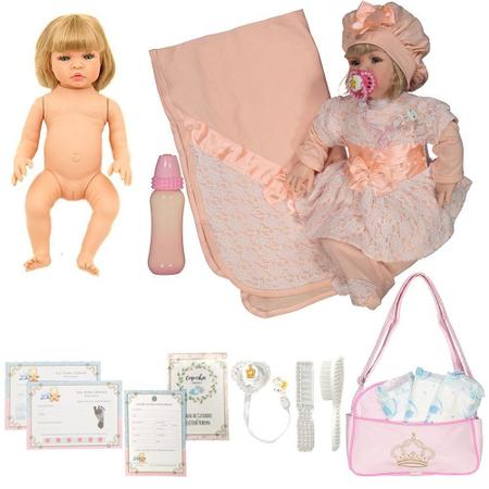 Boneca Bebê Tipo Reborn menina Barata Completa + de 23 Acessorios C/ Bolsa  - Que Sonho de Nenem - Bonecas - Magazine Luiza