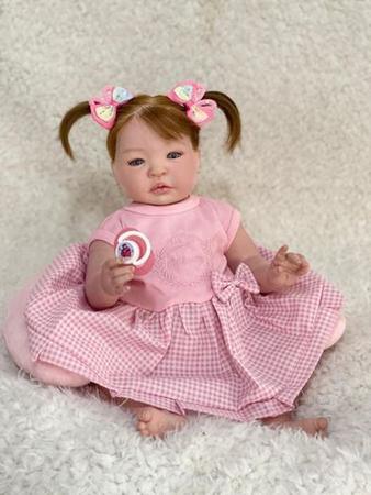 BEBÊ REBORN MENINA HIPER REALISTA CABELO FIO A FIO ADRIANNE TODA EM  SILICONE - Maternidade Mundo Baby Reborn