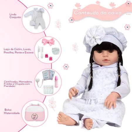 Boneca Reborn Barata Menina Linda Enxoval Completo Com Bolsa - Cegonha  Reborn Dolls - Boneca Reborn - Magazine Luiza