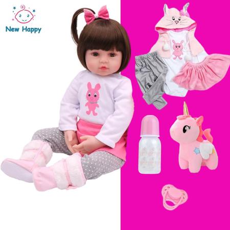 Boneca Reborn Realista Corpo de Silicone New Happy - Boneca Reborn -  Magazine Luiza