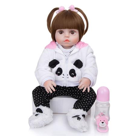 Bebê Boneca Reborn Realista Com Cabelo Castanha Barata Panda Menina  Presente Enxoval - Escorrega o Preço