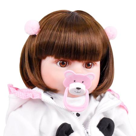 Boneca Reborn Bebê 100% Silicone Menina Panda Olho Castanho 48cm no Shoptime