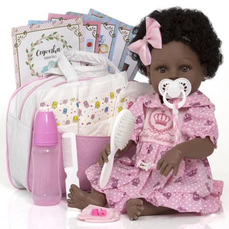 Kit Molde Bebê Reborn Realista Menina Negra 52cm Silicone - Cegonha Reborn  Dolls - Bonecas e Acessórios - Magazine Luiza