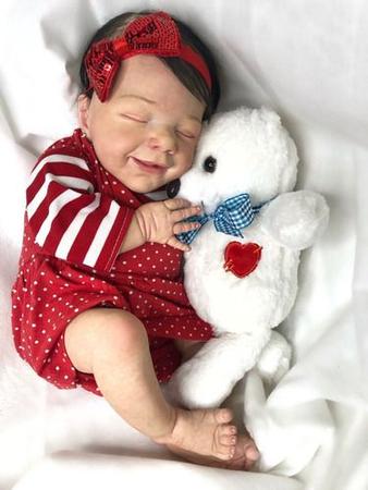Bebê Reborn Boneca April Dormindo Menina Silicone Banho