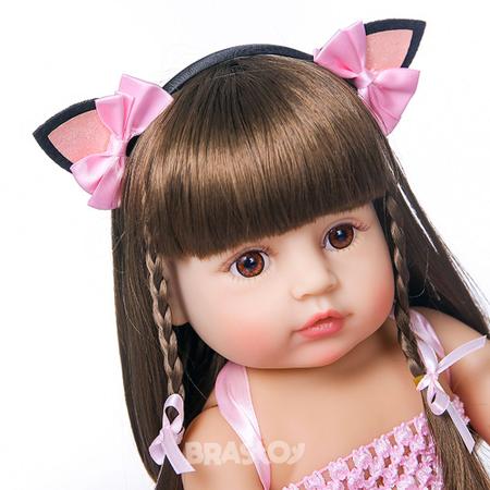 Bebê Reborn Boneca Brastoy De Silicone Rosa Presente para Crianças