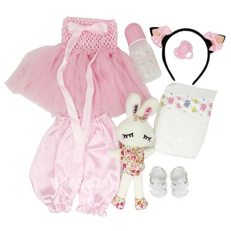 Roupa Para Bebê E Boneca Reborn 55 Cm -infantil-4 Peças