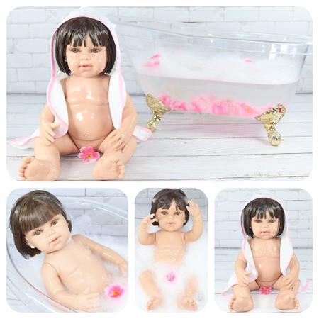 Boneca Bebê Reborn Corpo Silicone Com Enxoval Com Chupeta - ShopJJ