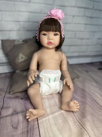 Imagem de Bebê Reborn Boneca Menina BABY Castanho 100% silicone macio Enxoval Premium Pode dar banho