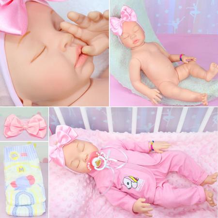 Imagem de Bebe Reborn Boneca Menina Silicone Realista Com Enxoval