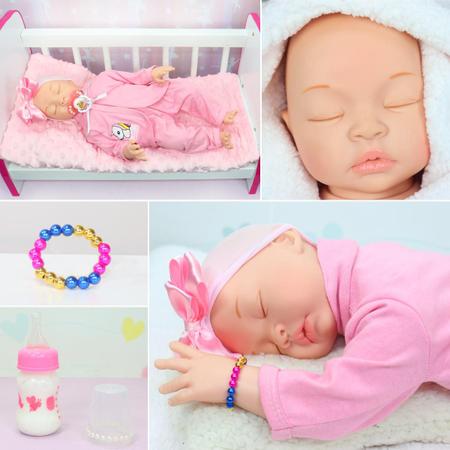 Imagem de Bebe Reborn Boneca Menina Silicone Realista Com Enxoval