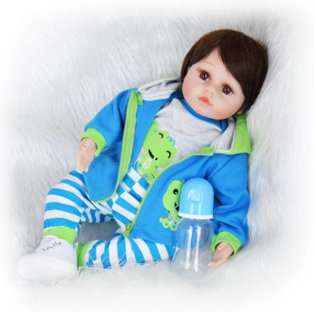 Boneca Reborn Realista Corpo Silicone Macio Com Acessórios Pode Dar Banho  Com Traços de Bebê de Verdade REF 1011