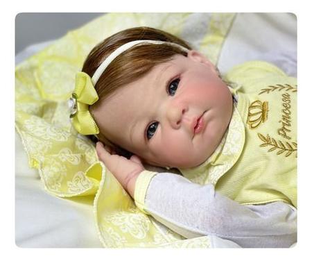 Boneca Bebê Reborn Doll Corpo de Silicone Pode Tomar Banho Com