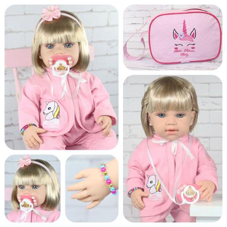 Bebe Reborn Boneca Silicone Muito Linda Articulada com Bolsa - ShopJJ Imagem de Bebe Reborn Boneca Silicone Muito Linda Articulada com Bolsa