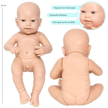 Boneco Bebê Reborn Recém Nascido Menino Realista 100% de Silicone