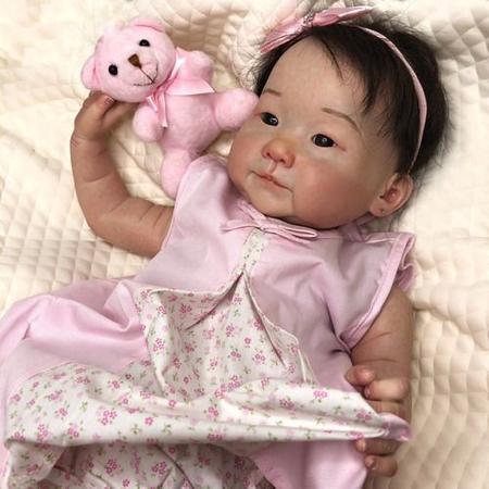 Imagem de Bebe Reborn Cai Oriental Menina -corpinho De Tecido + Bolsa