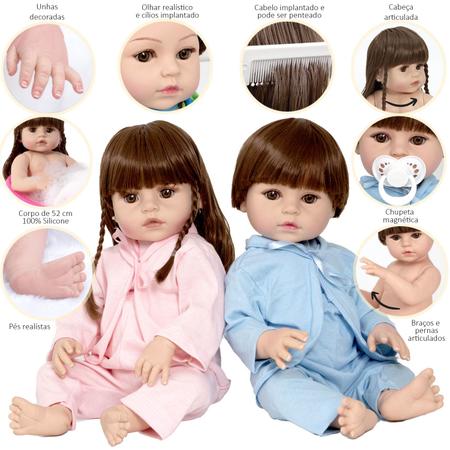 Bebê Reborn Gêmeos Corpo 100% Silicone - New Happy - Bonecas - Magazine  Luiza