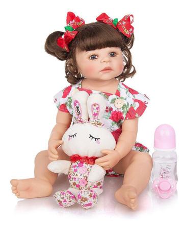 Boneca Bebê Reborn Brastoy Coelinha 100% Silicone