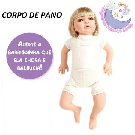Bebe Reborn Princesa Corpo De Pano Boneca Com Acessórios - R$ 198,9