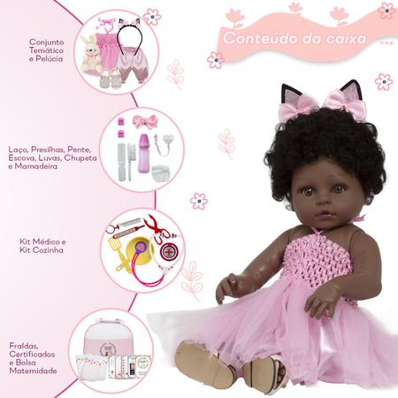 Bebe Reborn Menina Cabelo Cacheado Enxoval Coelhinha Fofa - Cegonha Reborn  Dolls - Bonecas - Magazine Luiza