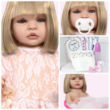 Bebe Reborn Realista Menina Loira Fofinha Enxoval Completo - Chic