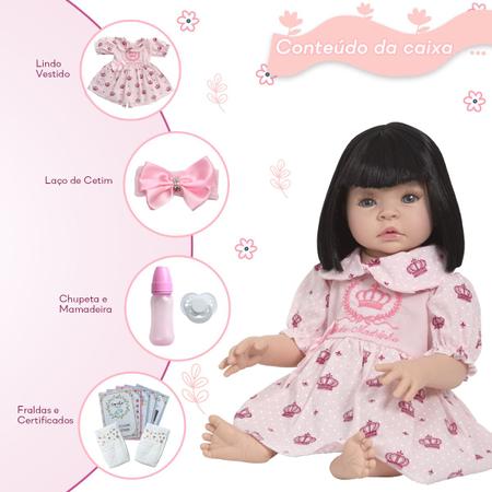 Boneca Bebê Tipo Reborn Realista - Kit Acessórios Chupeta Ma - Sidnyl -  Bonecas - Magazine Luiza